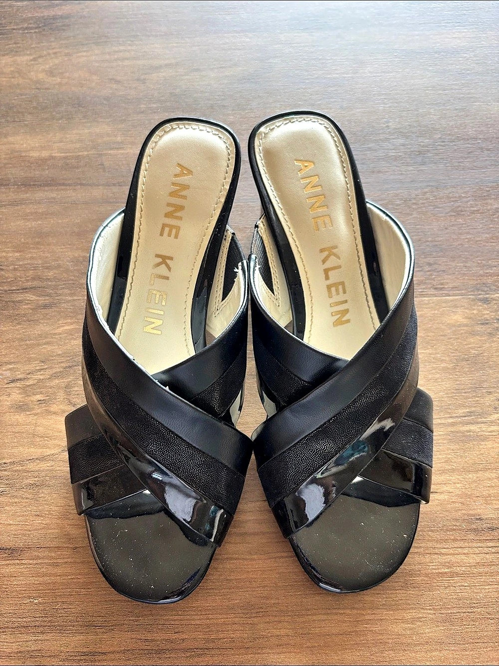 Anne Klein Flutter Dress Sandal Black Strappy Heels Size 6.5